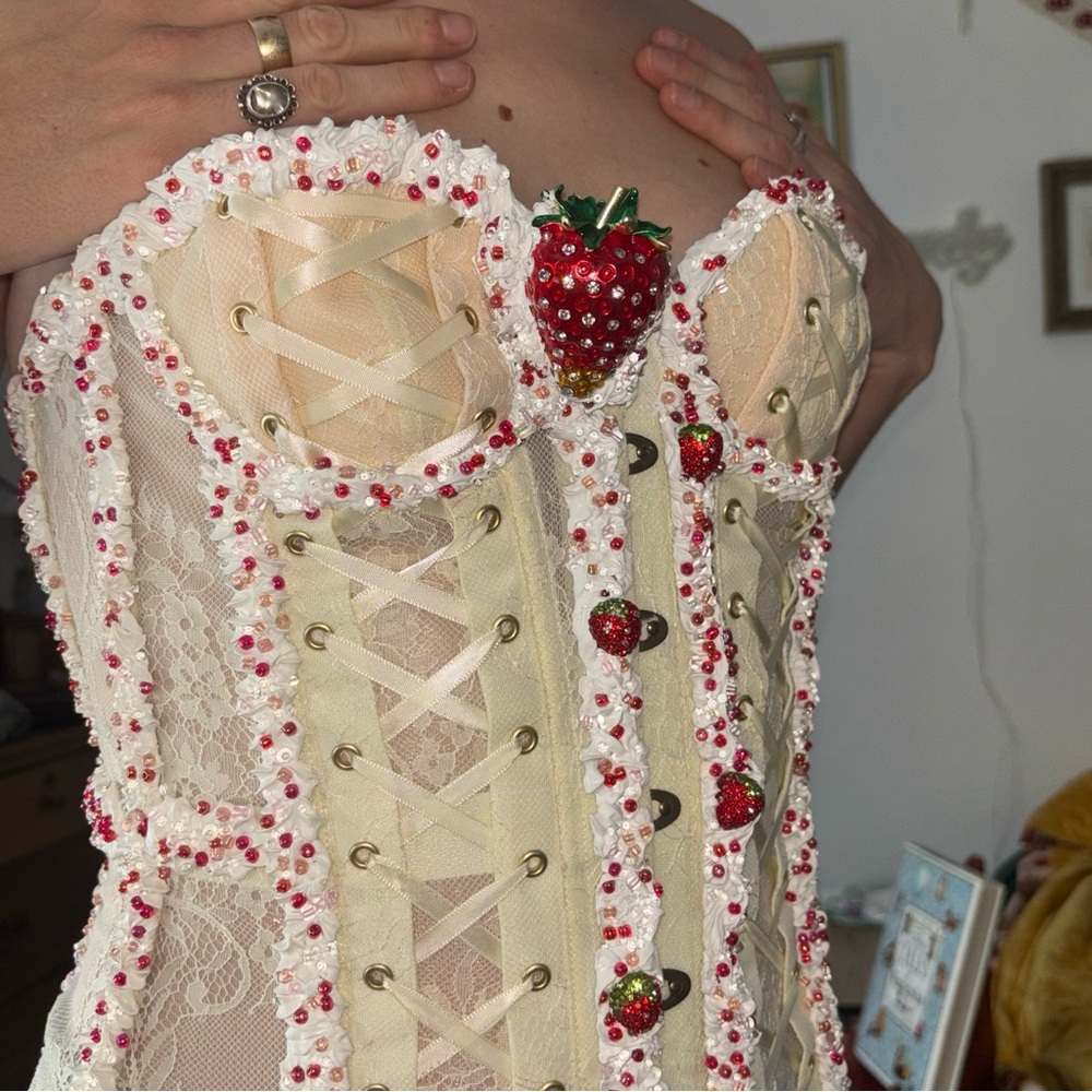 Handmade Strawberry Shortcake Princess Corset Rave Cosplay Costume